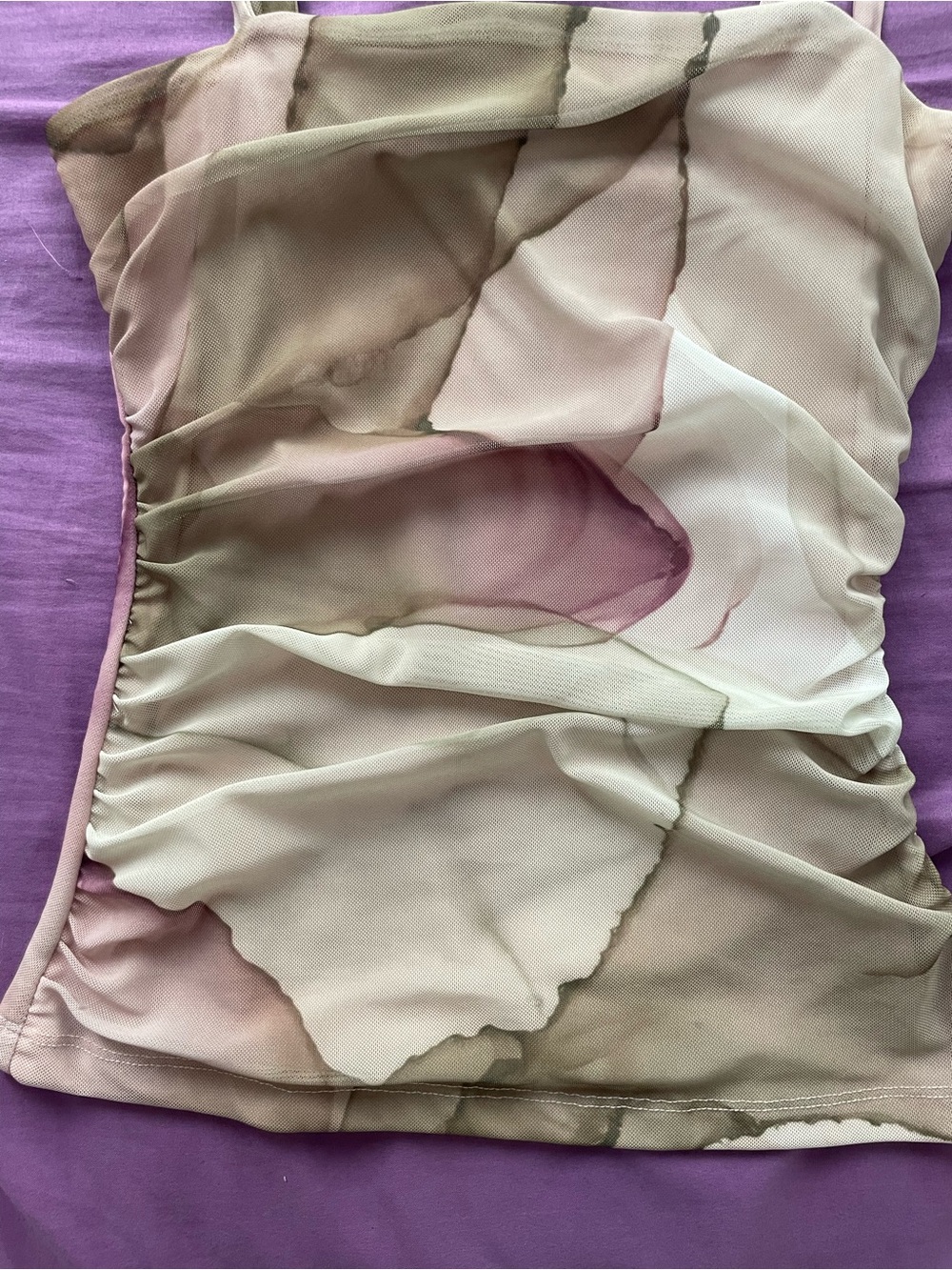 Dynamite Printed Mesh Camisole - Sage Green - Picture 7 of 11
